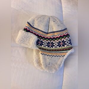 Janie & Jack Kids Cream Fair Isle Sherpa-Lined Trapper Hat